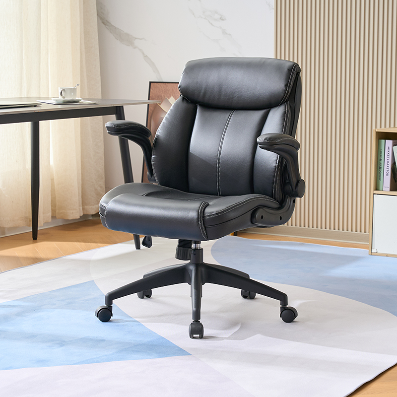 中背办公椅，可调节PU椅