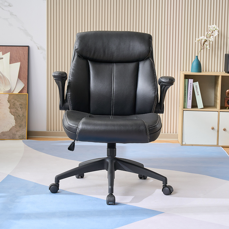 中背办公椅，可调节PU椅